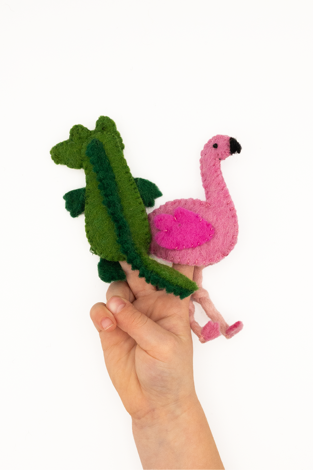 Finger Puppet -  Alligator and Flamingo (Tropical theme) 