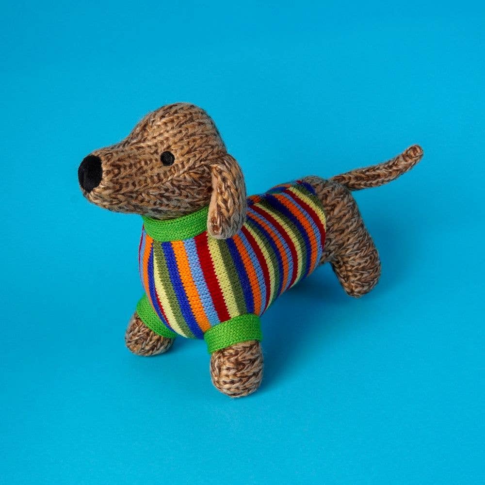 Knitted Sausage Dog Plush Toy