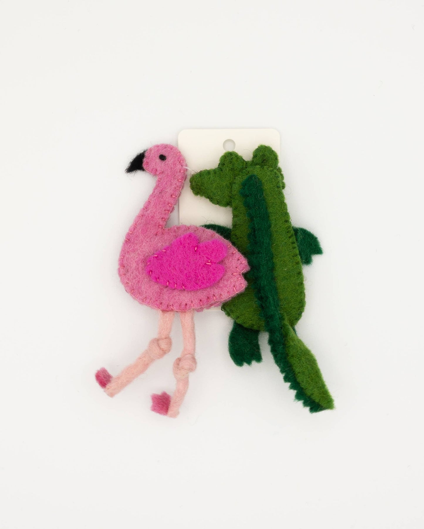 Finger Puppet -  Alligator and Flamingo (Tropical theme) 