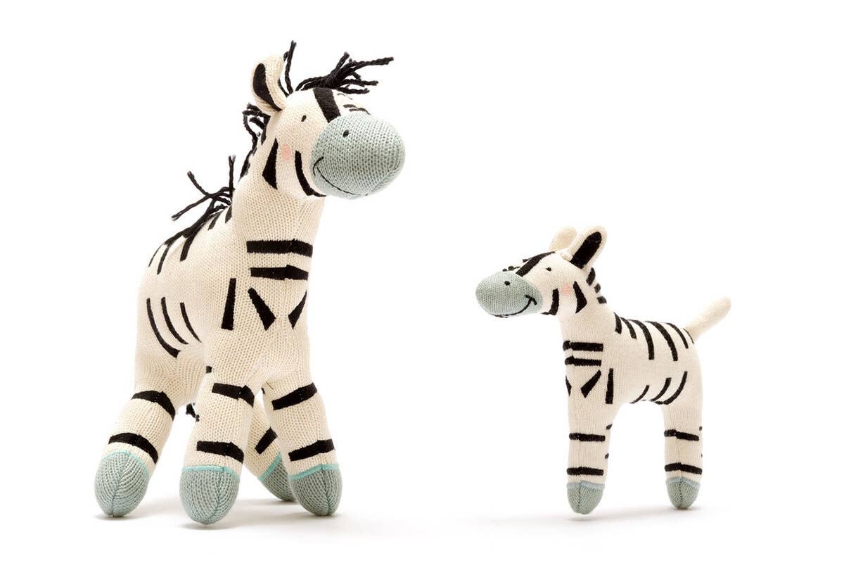 Small Organic Zebra Plush Baby Toy - 2 Legs